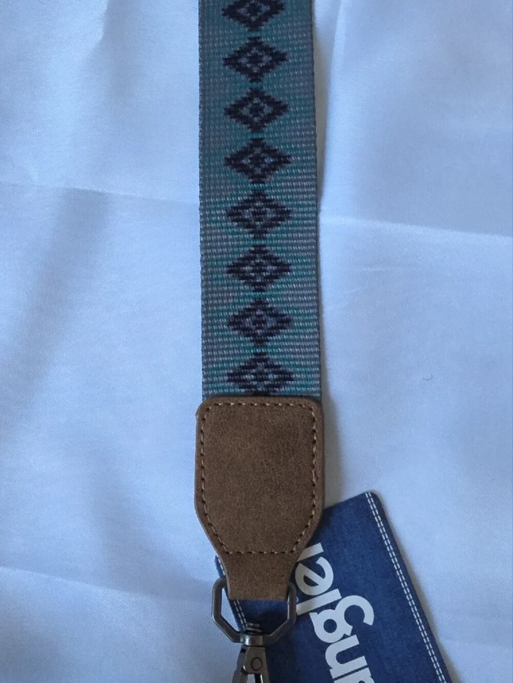 Wrangler Teal & Brown Messenger Crossbody with Patterned Strap